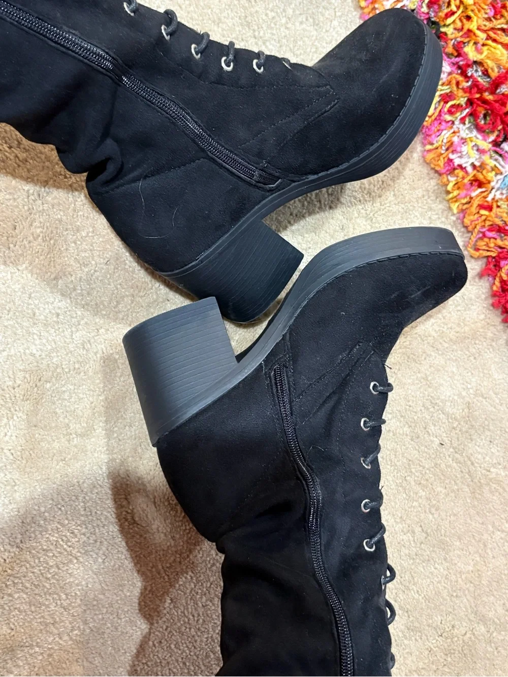 Women's Black Over-the-Knee Lace-Up Boots